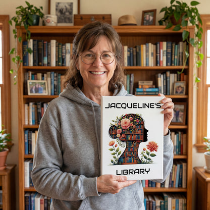 Personalized 8×10 Floral Silhouette Library Canvas Custom Name Bookshelf Art