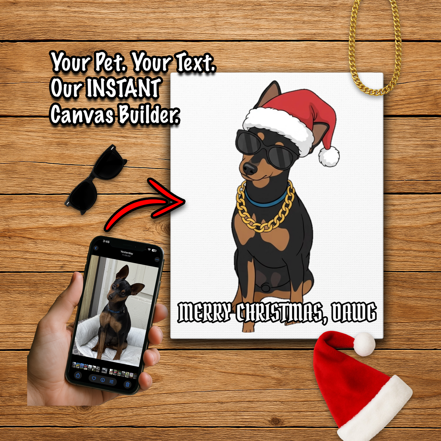 Holiday Pet Portrait Matte Canvas, Stretched, 1.25"